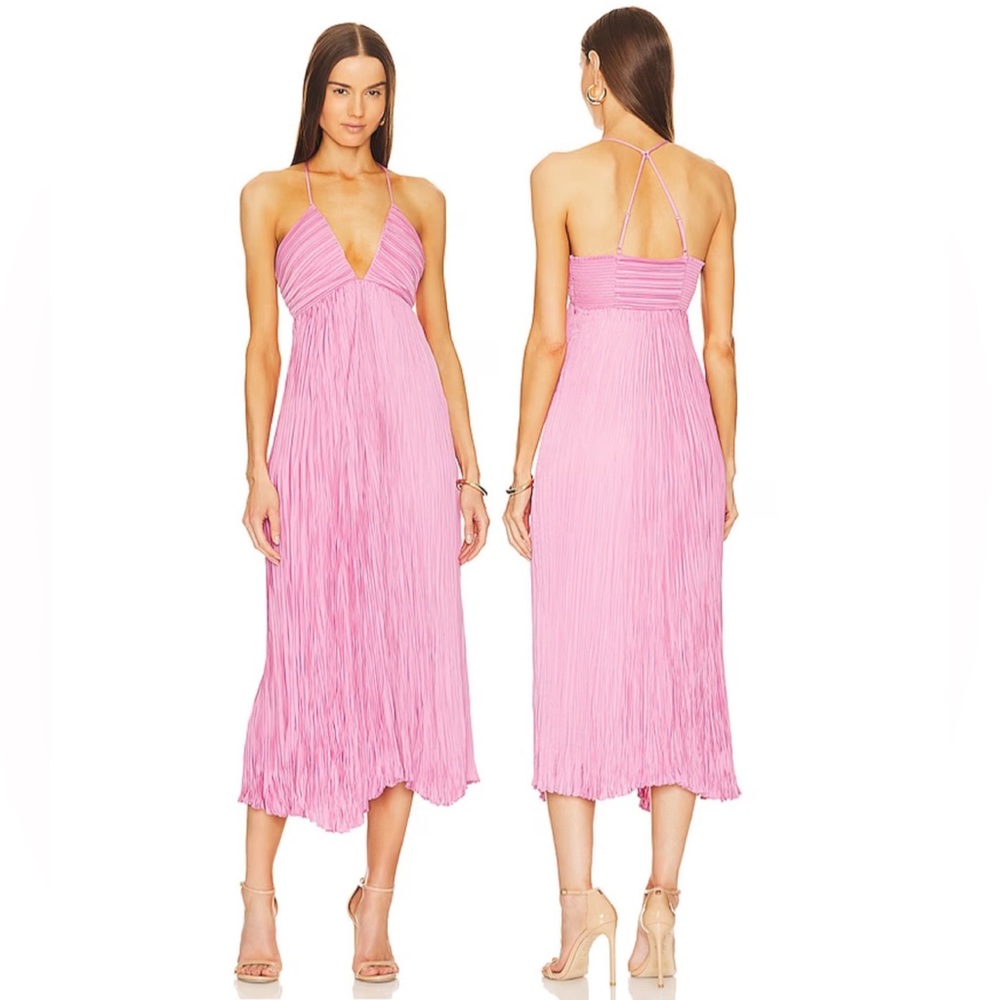 A.L.C. Pink Pleated Midi Dress